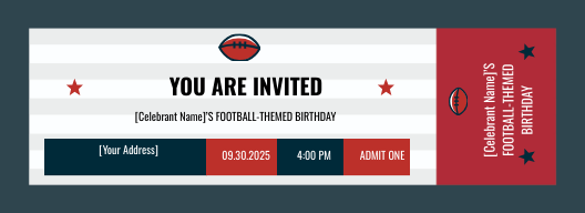 Football Ticket Birthday Invitation