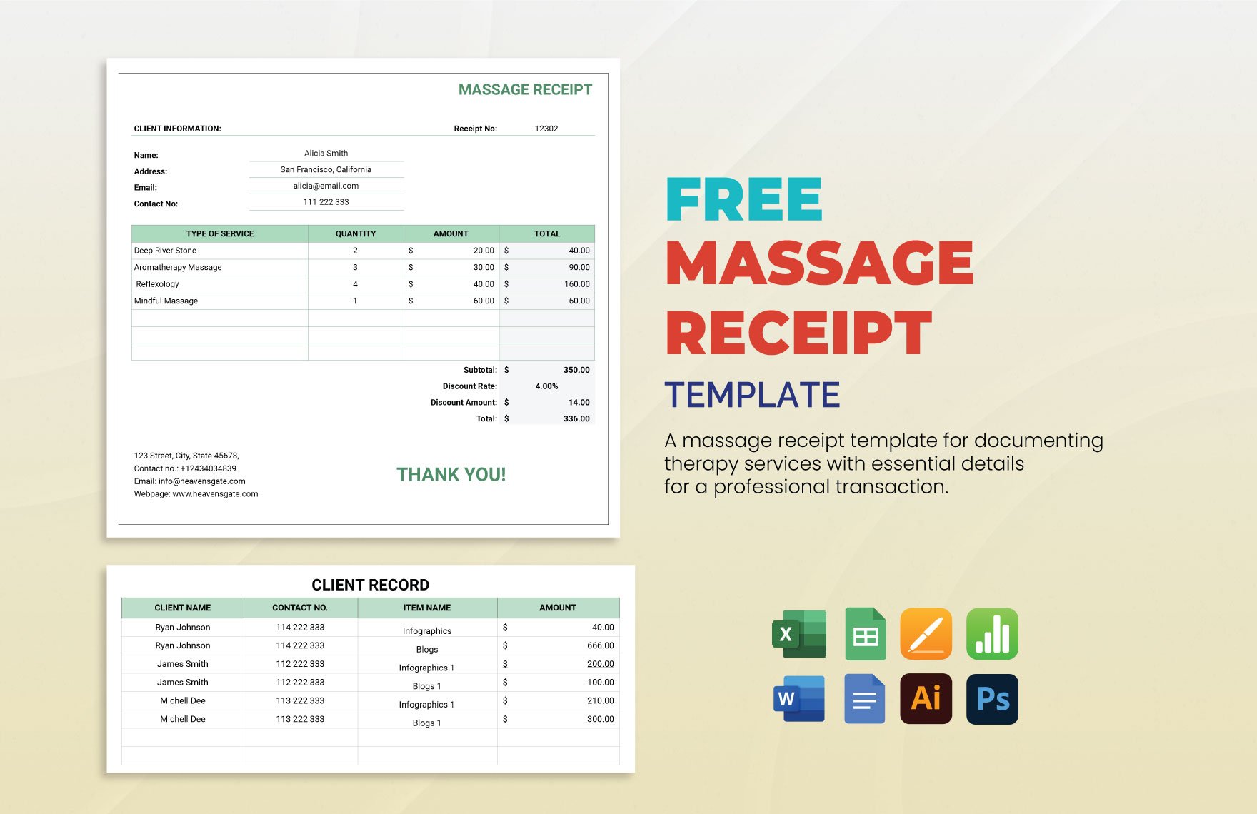 Massage Receipt Template