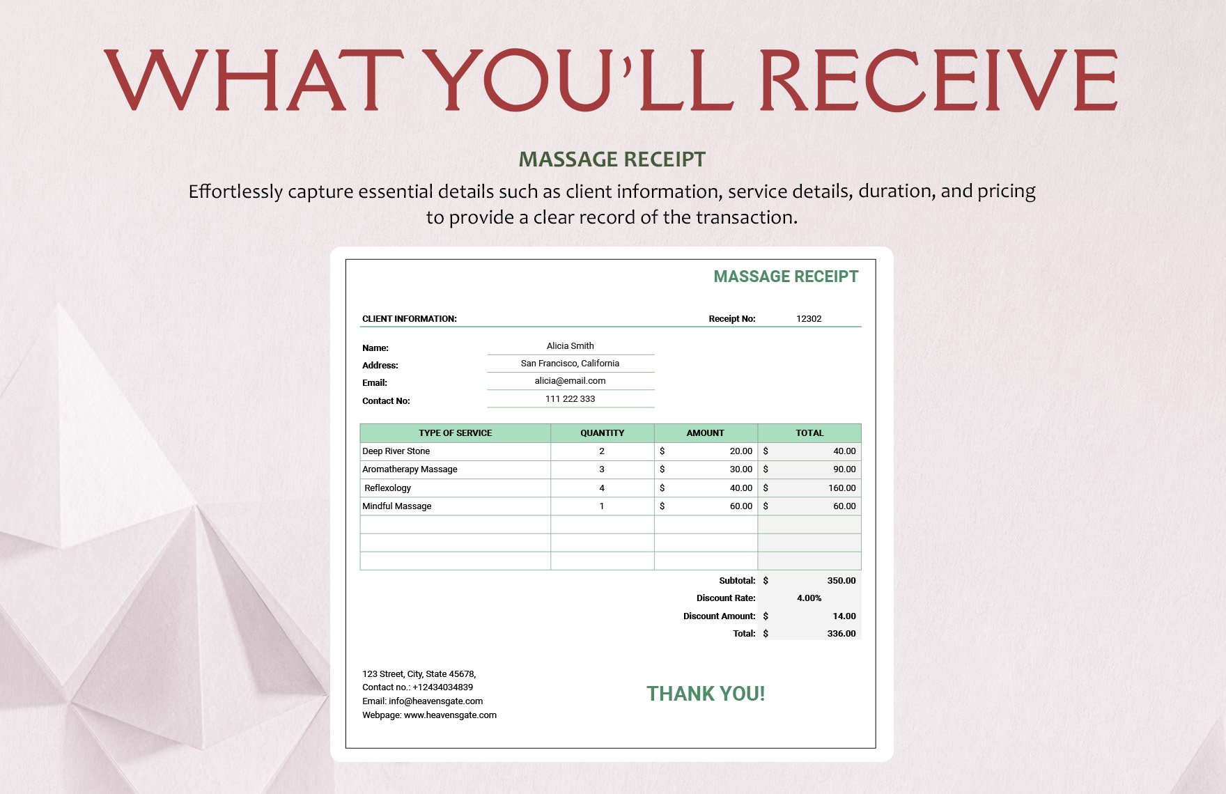 Massage Receipt Template
