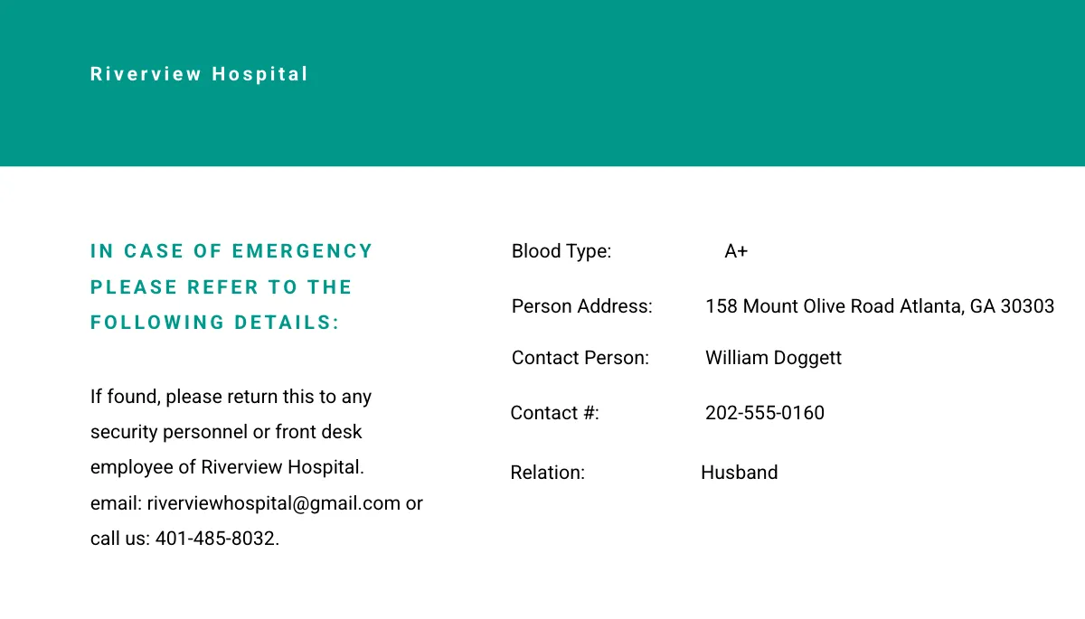 Free Hospital ID Card Template to Edit Online