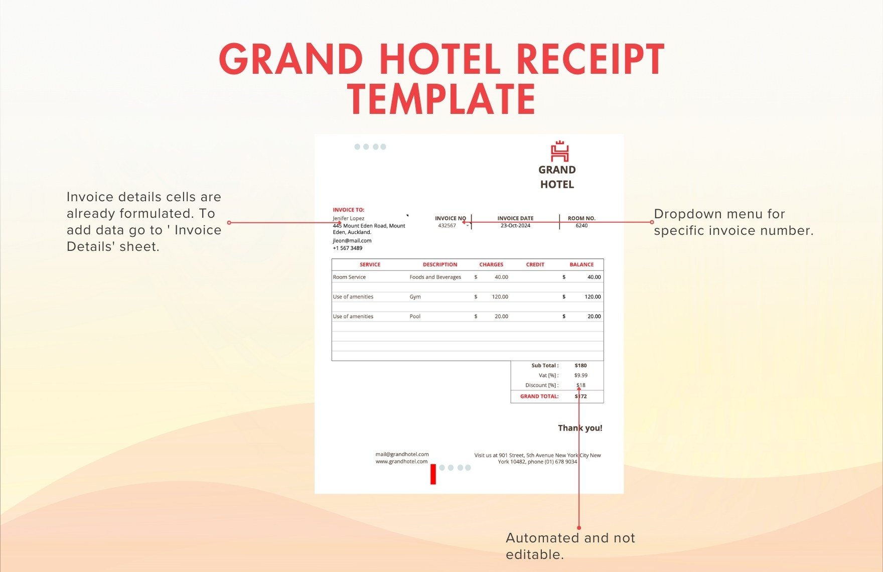 Grand Hotel Receipt Template