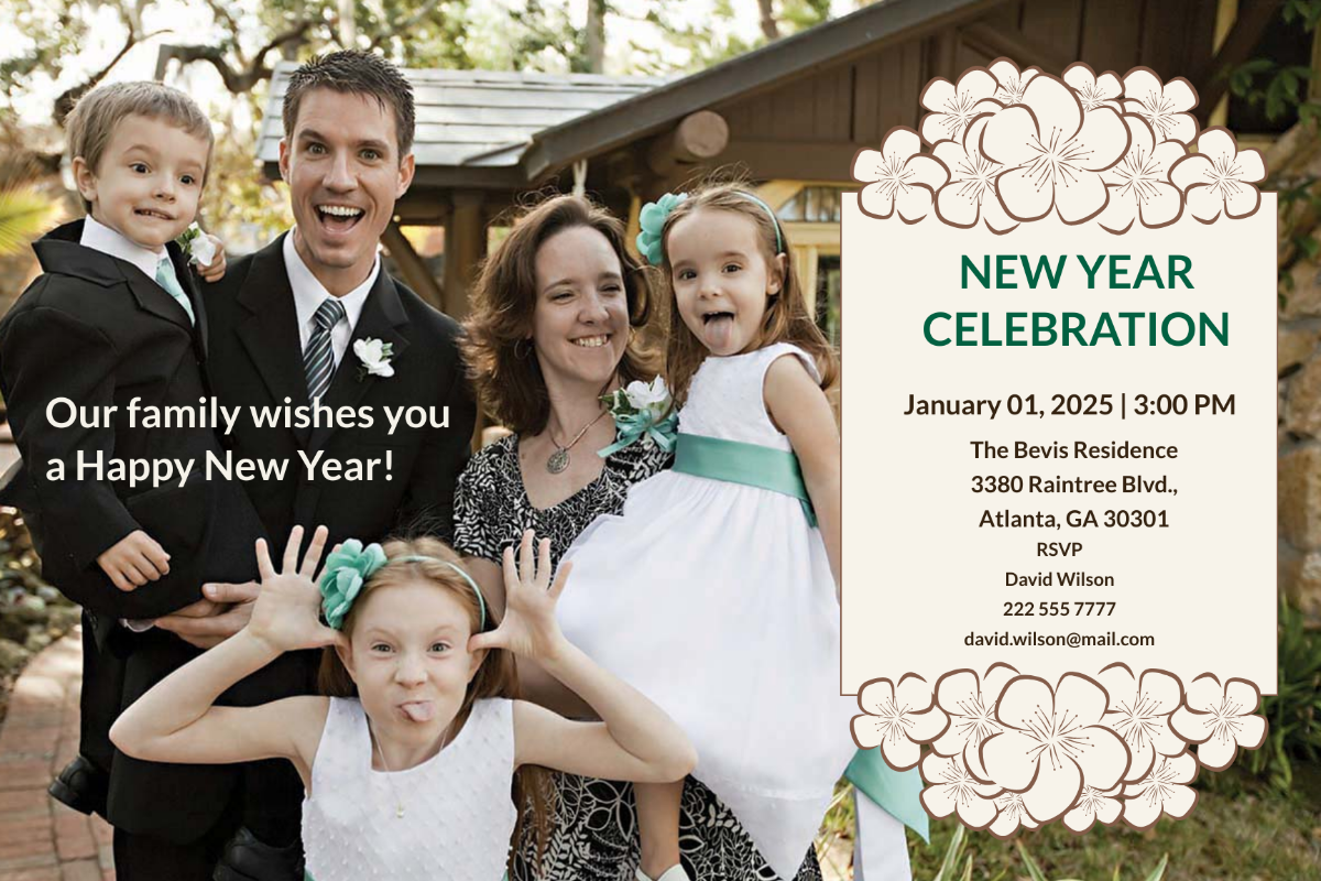 New Year Photo Invitation Template - Edit Online & Download