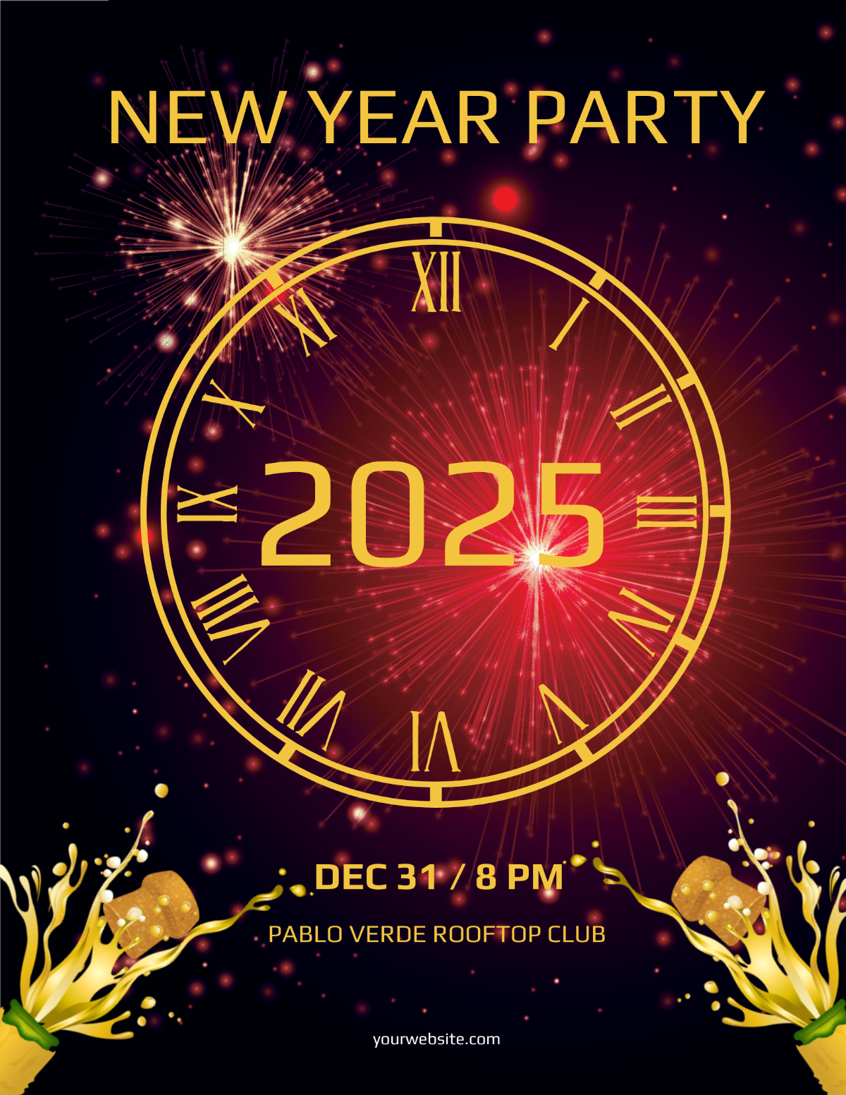 Elegant New Year Party Flyer Template - Edit Online & Download