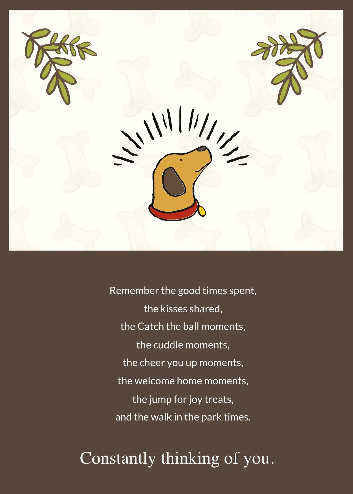 Free Sympathy Card For Loss Of Dog Template to Edit Online