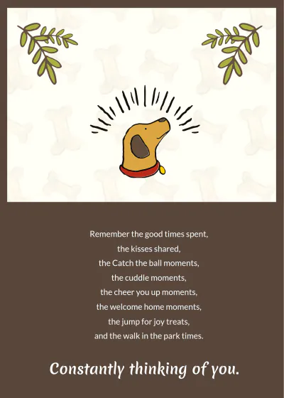 Free Sympathy Card For Loss Of Dog Template to Edit Online