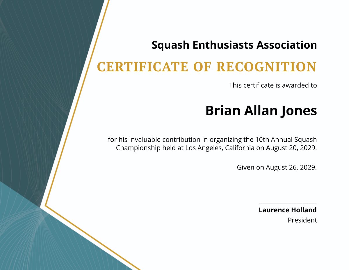 Squash Certificate