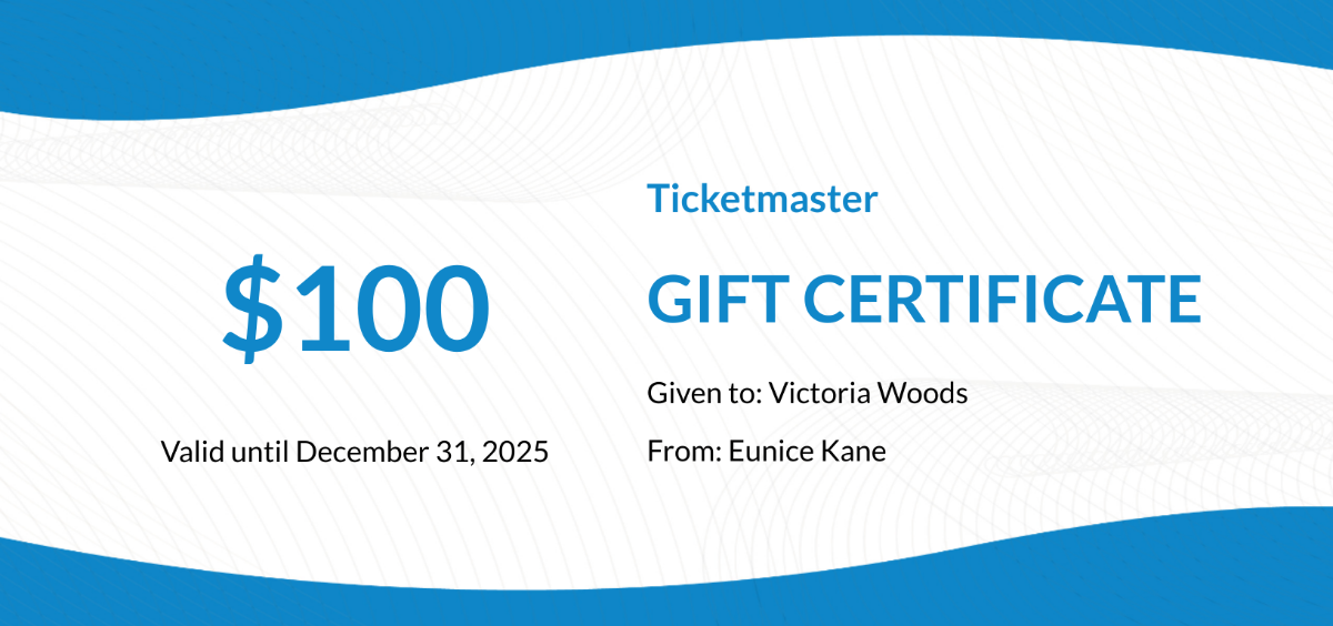 Ticketmaster Gift Certificate