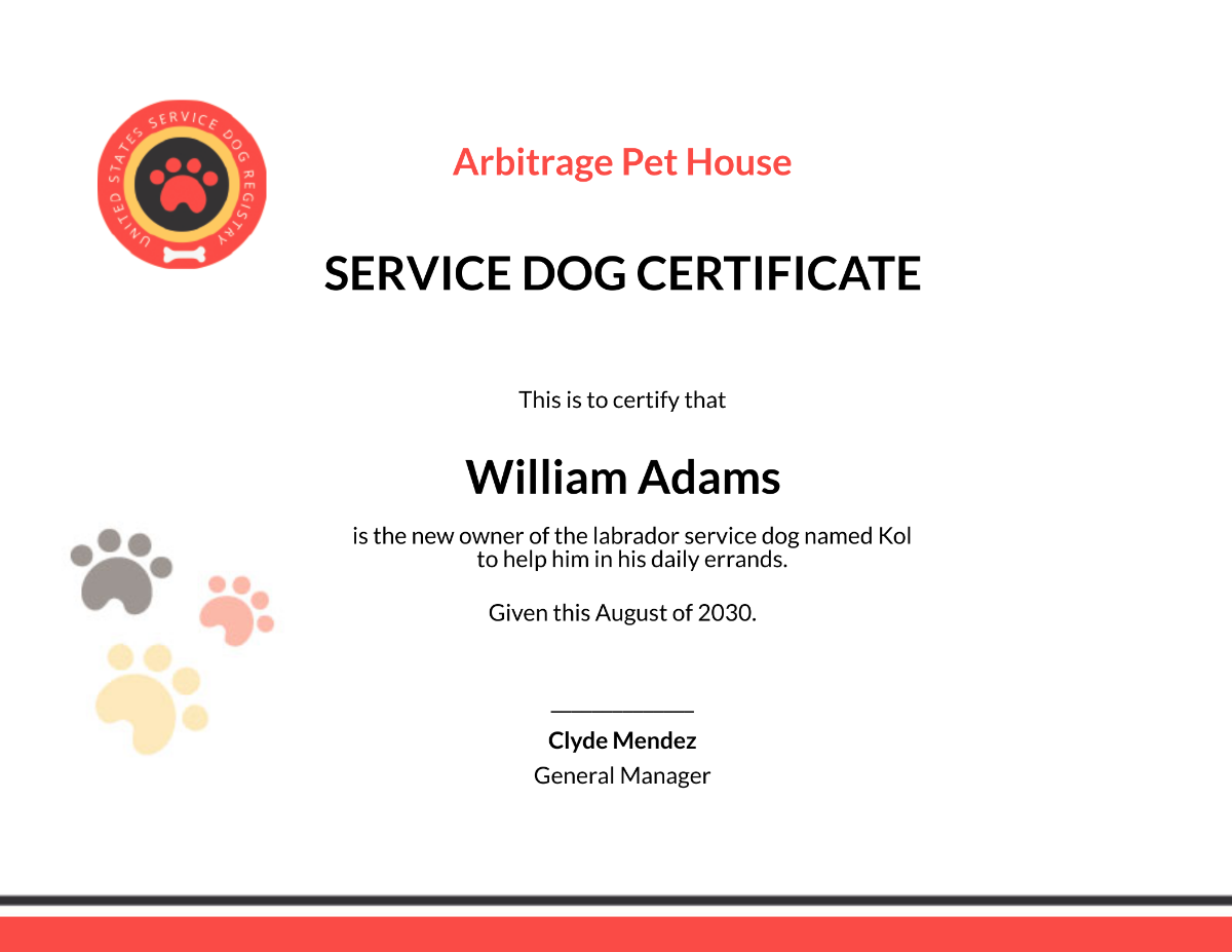 Dog Certificate