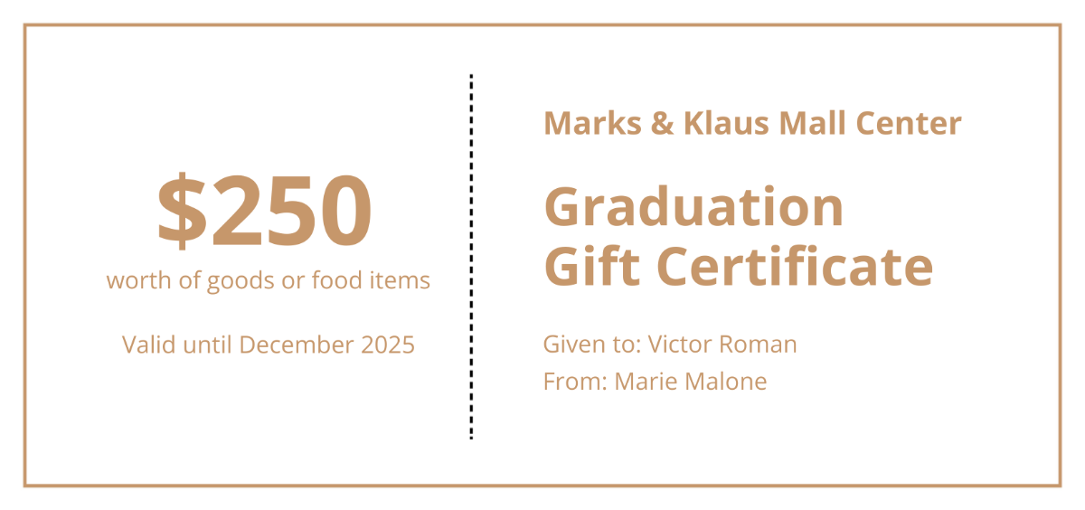 Graduation Gift Certificate Template