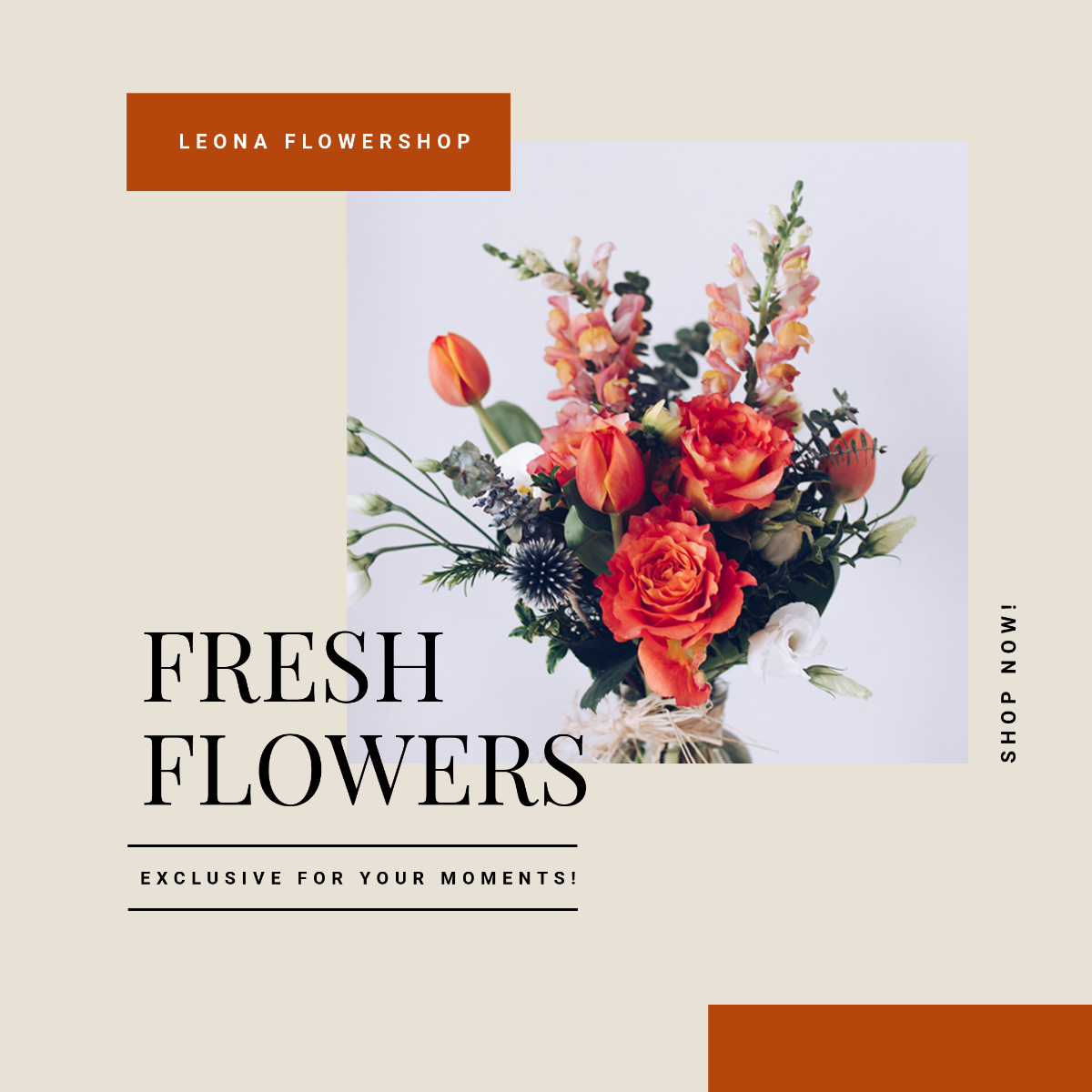 Free Flower Shop Instagram Ad Template to Edit Online