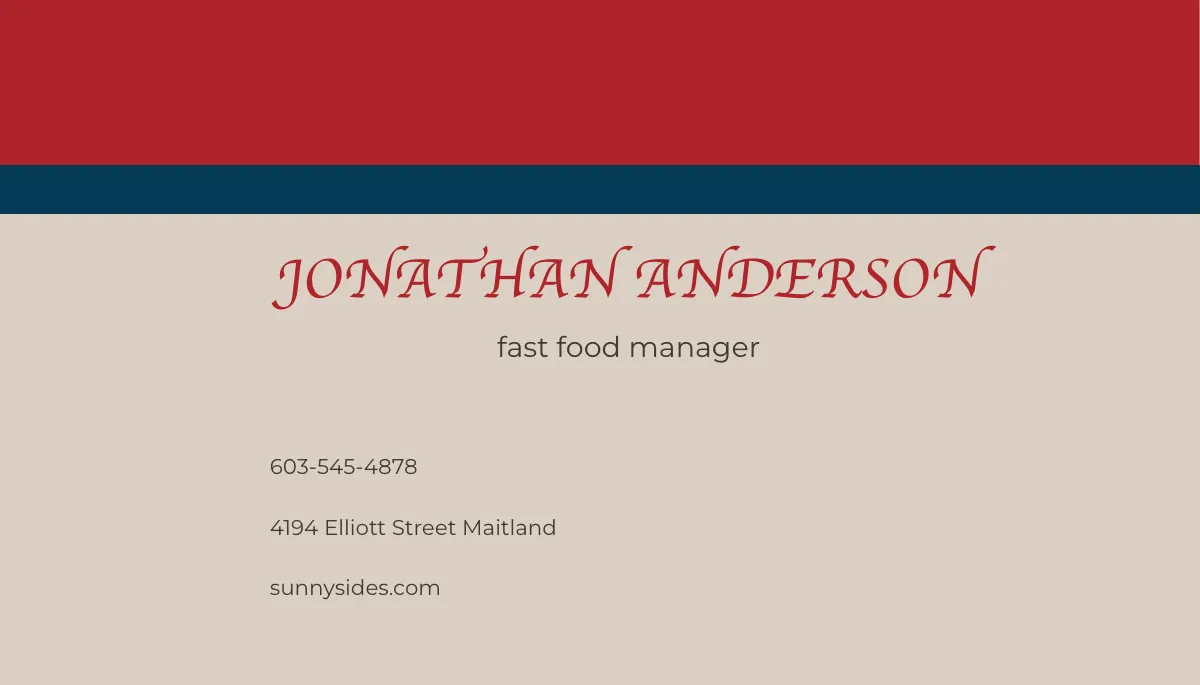 Free Fast Food Business Card Template to Edit Online