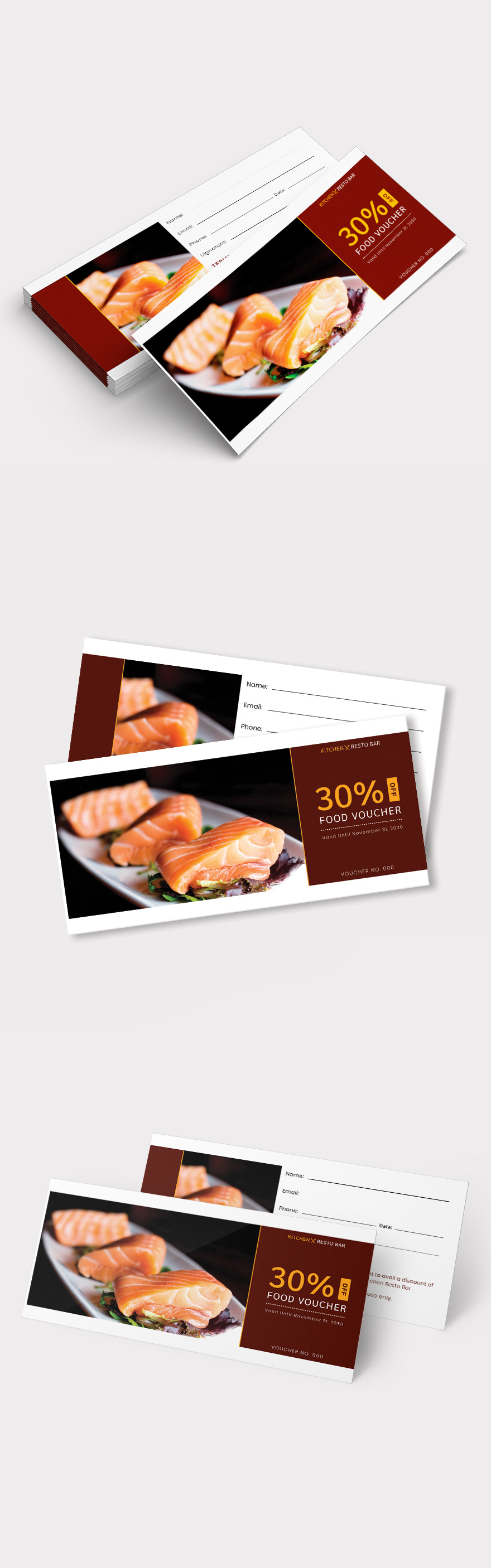 Dinner voucher Template Illustrator Word Apple Pages PSD