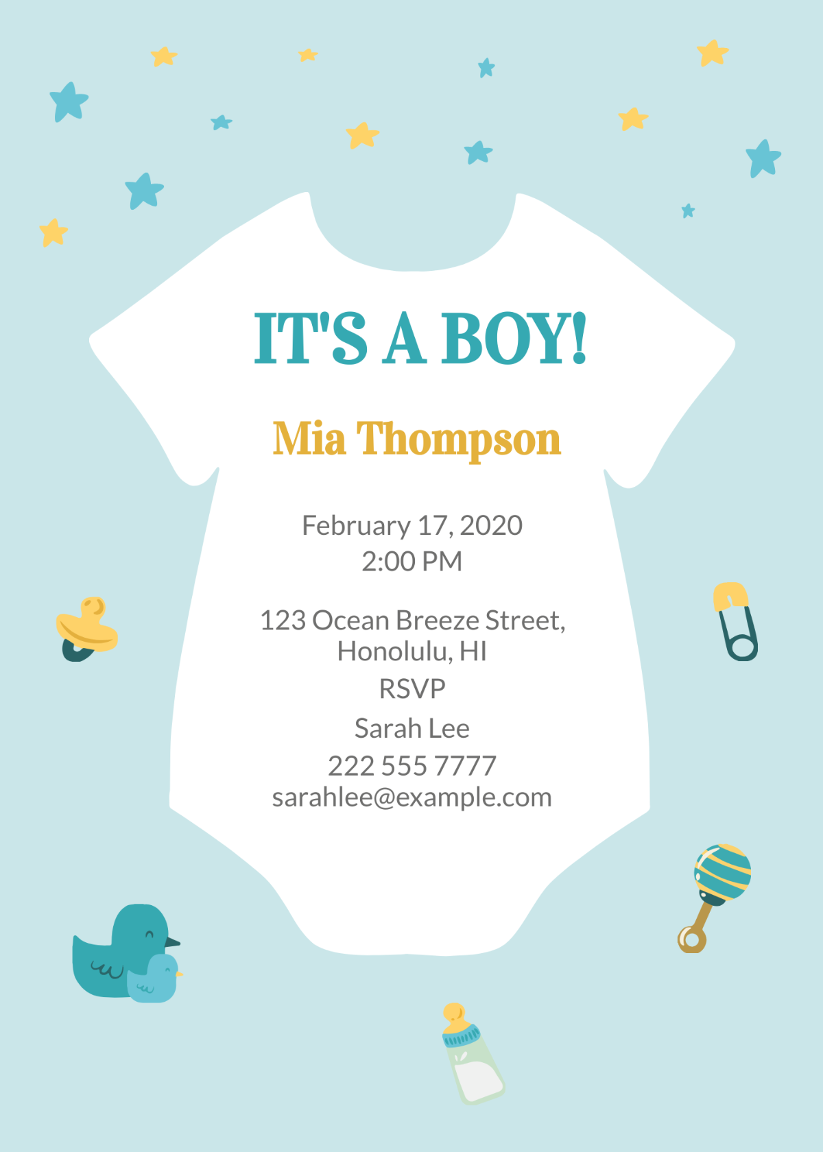 Oneside Baby Shower Invitation Template - Edit Online & Download