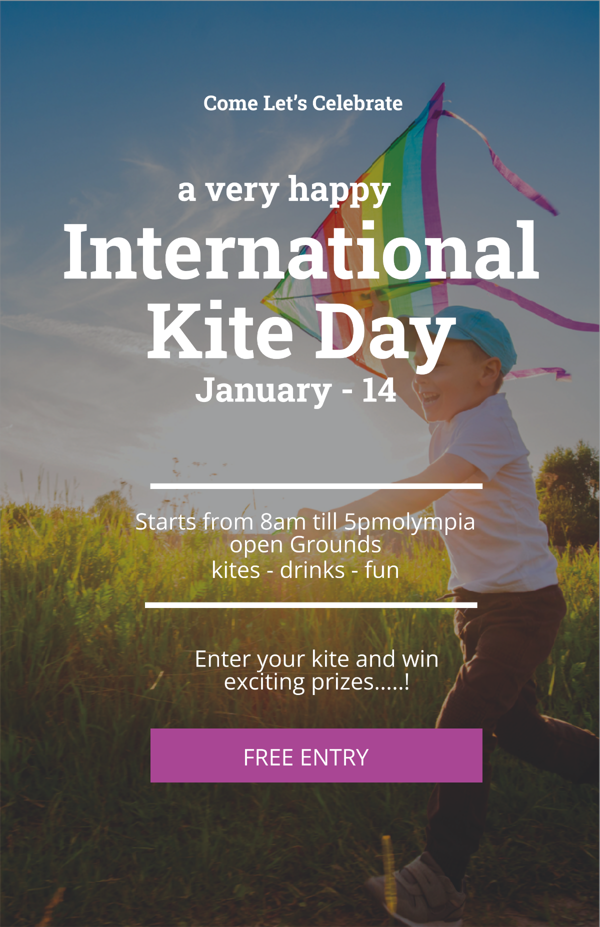 Free International Kites Day Poster Template