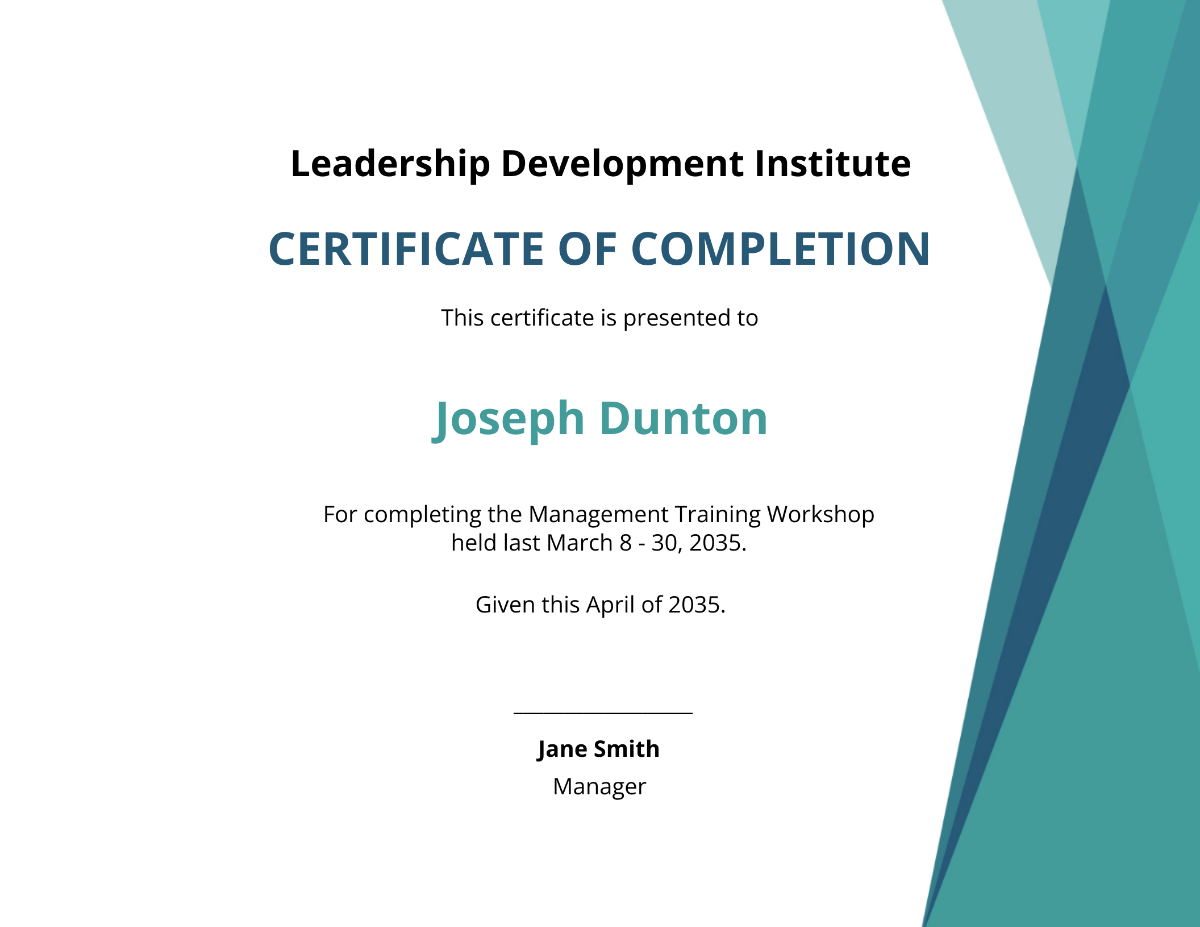Management Training Certificate
