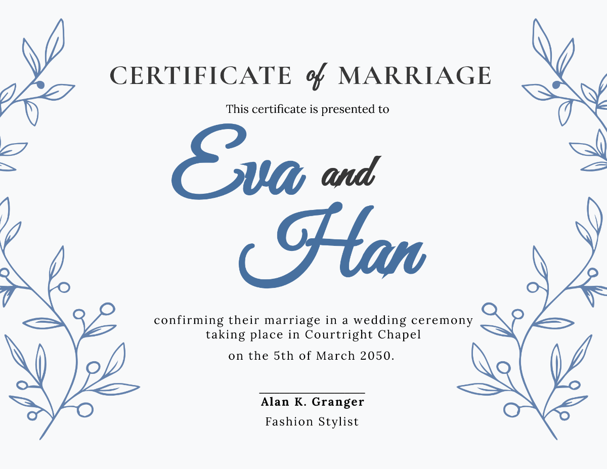 Minimalist Wedding Certificate Template - Edit Online & Download