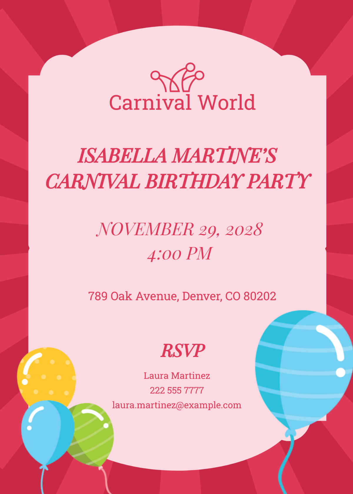 Carnival Birthday Party Invitation