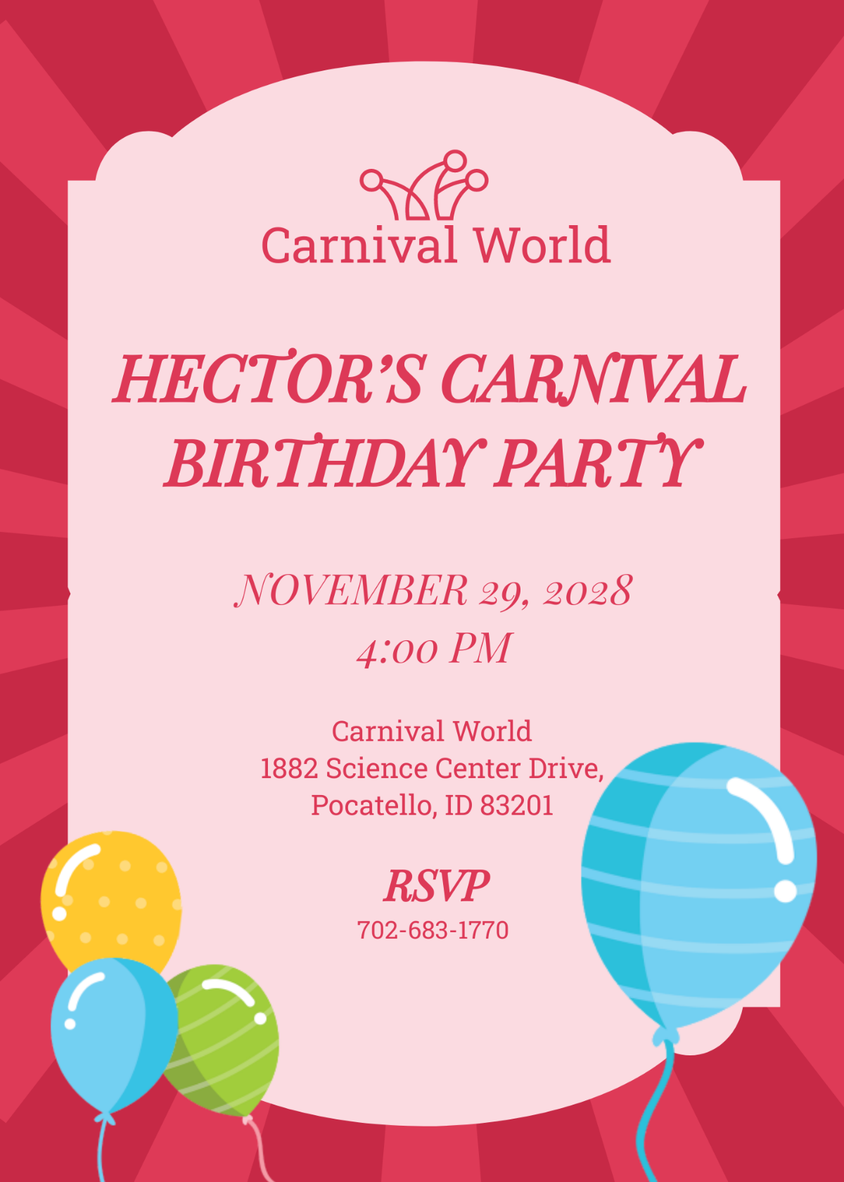 Free Carnival Birthday Party Invitation Template
