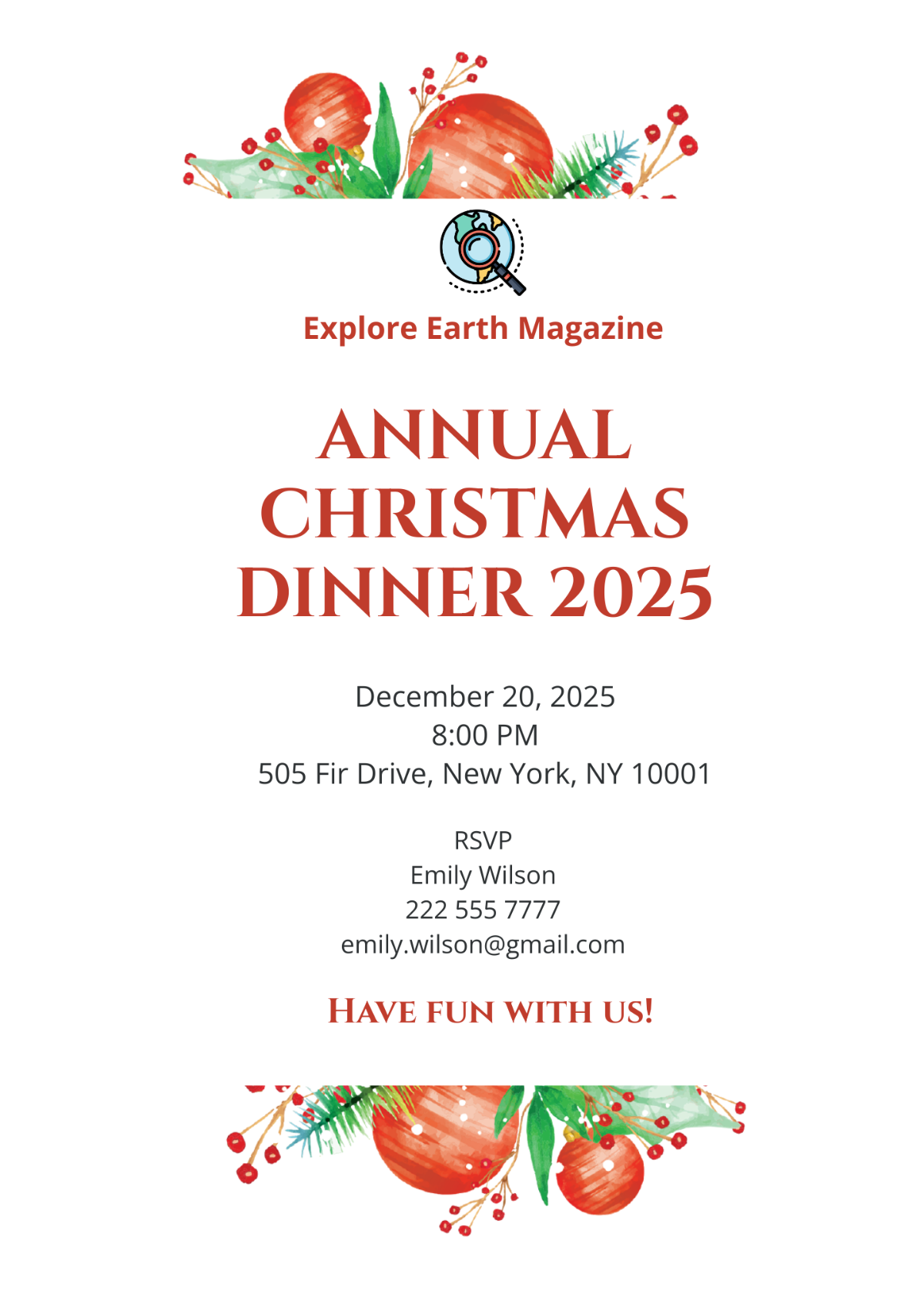 Corporate Christmas Dinner Invitation
