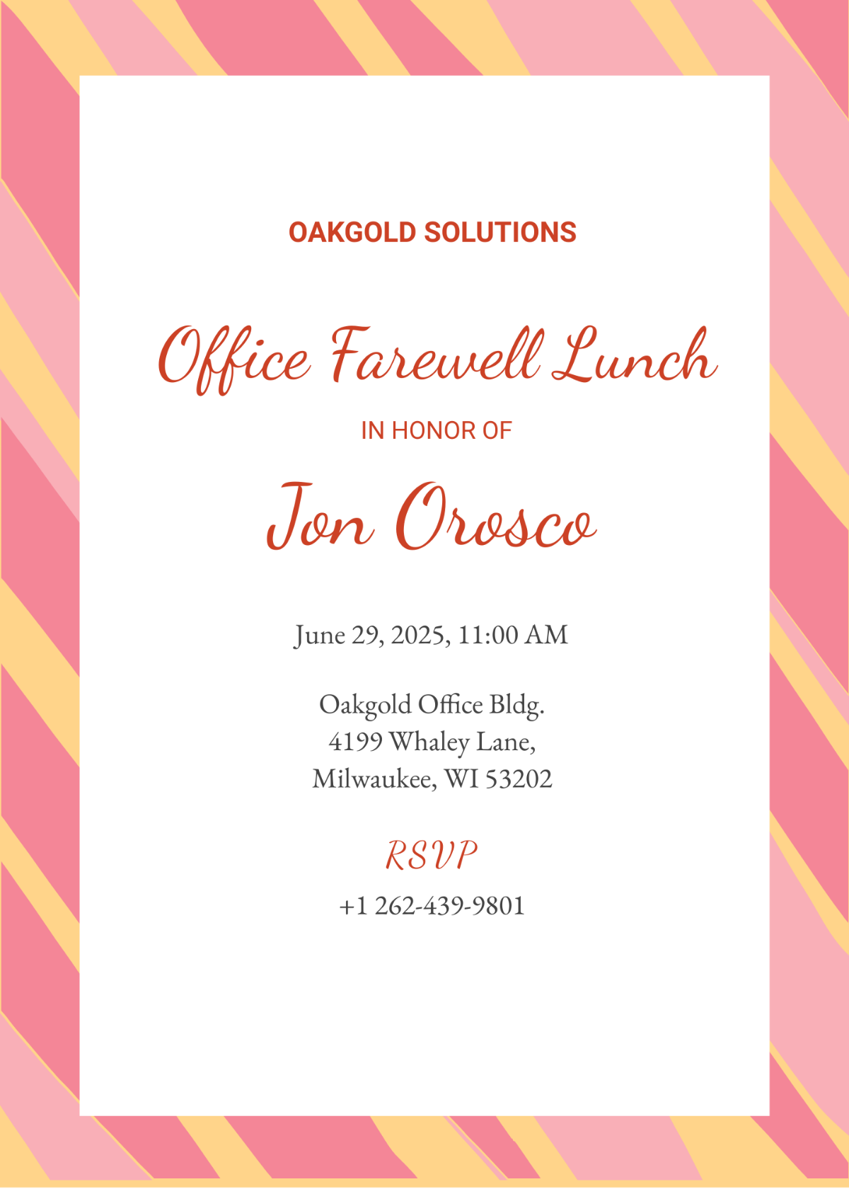 Office Farewell Lunch Invitation Template