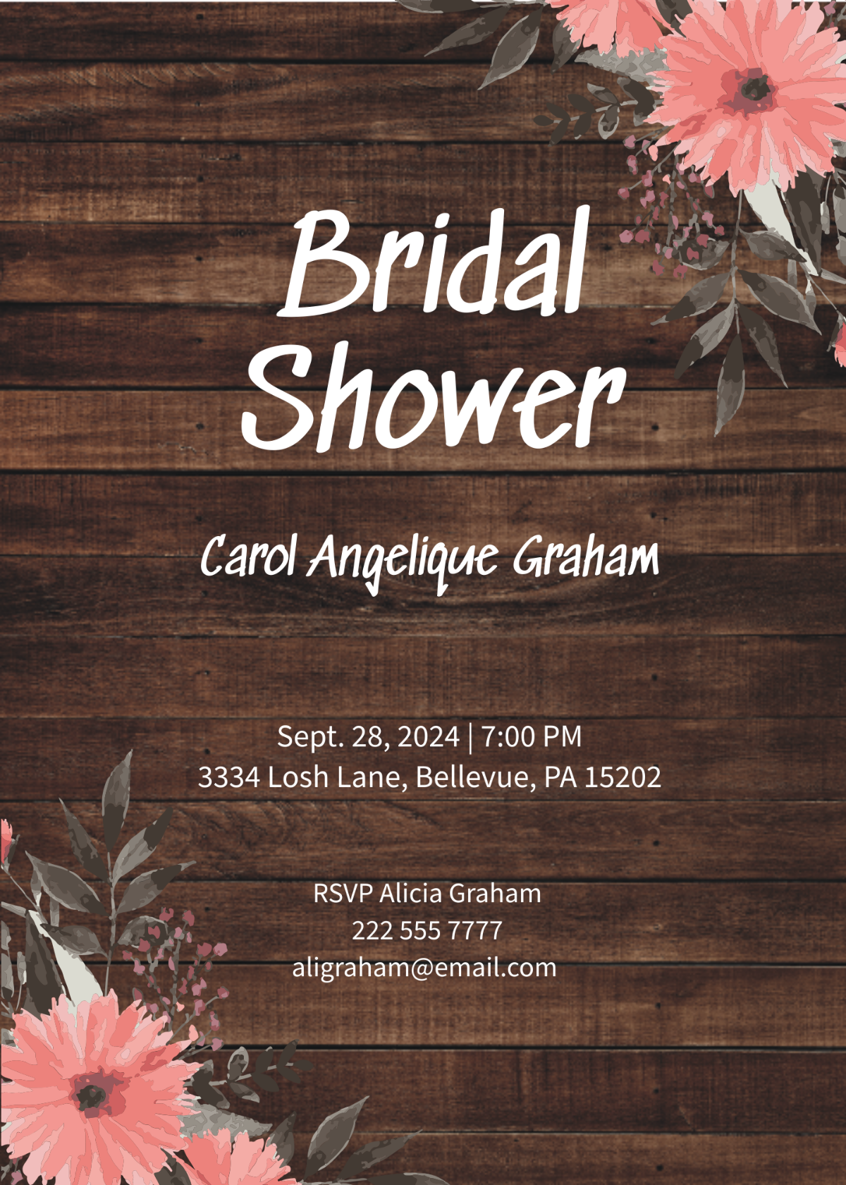 Rustic Bridal Shower Invitation Card