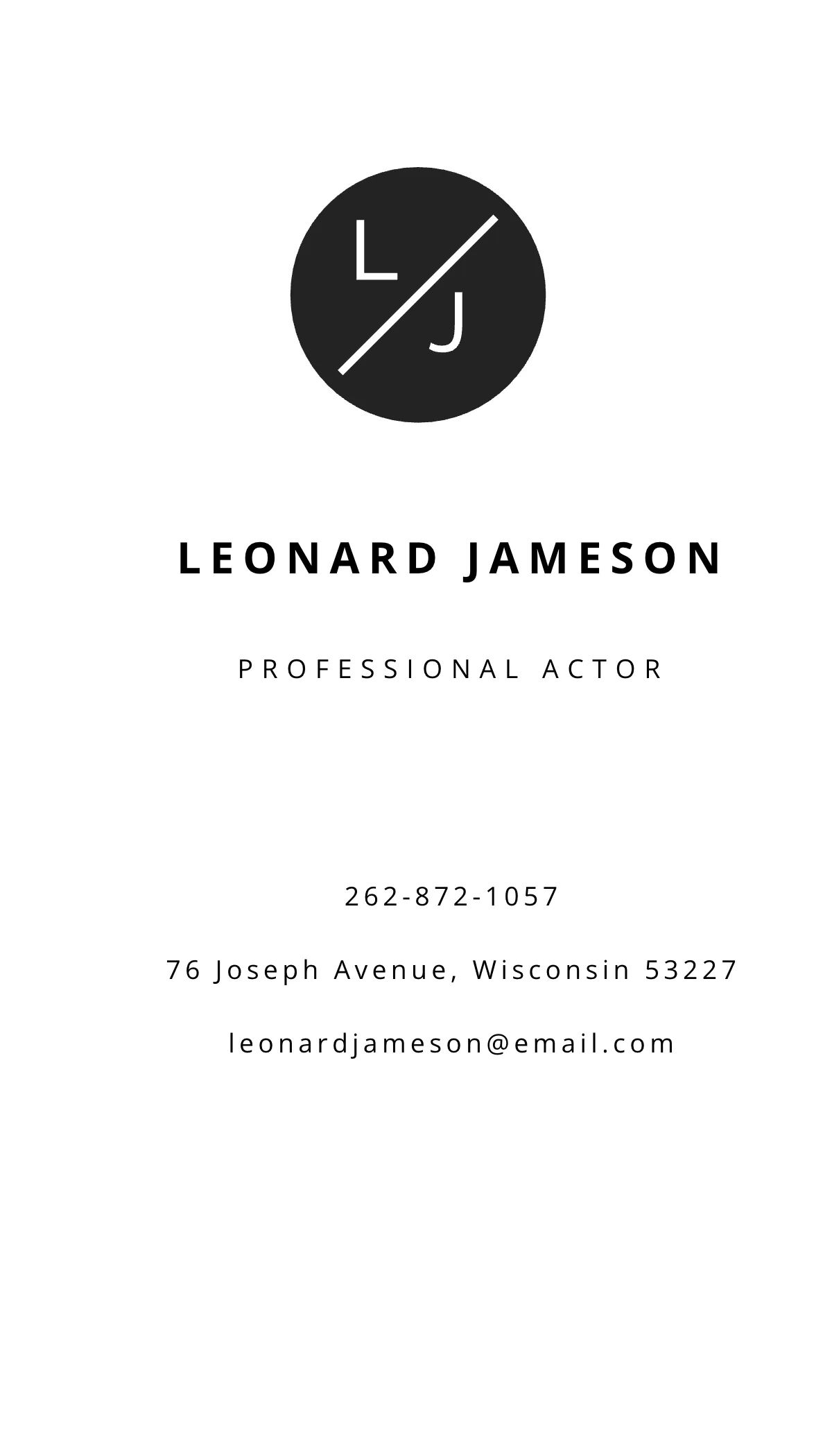 Free Actor Business Card Template to Edit Online