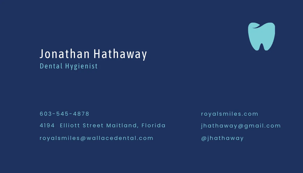 Free Modern Dentist Business Card Template to Edit Online
