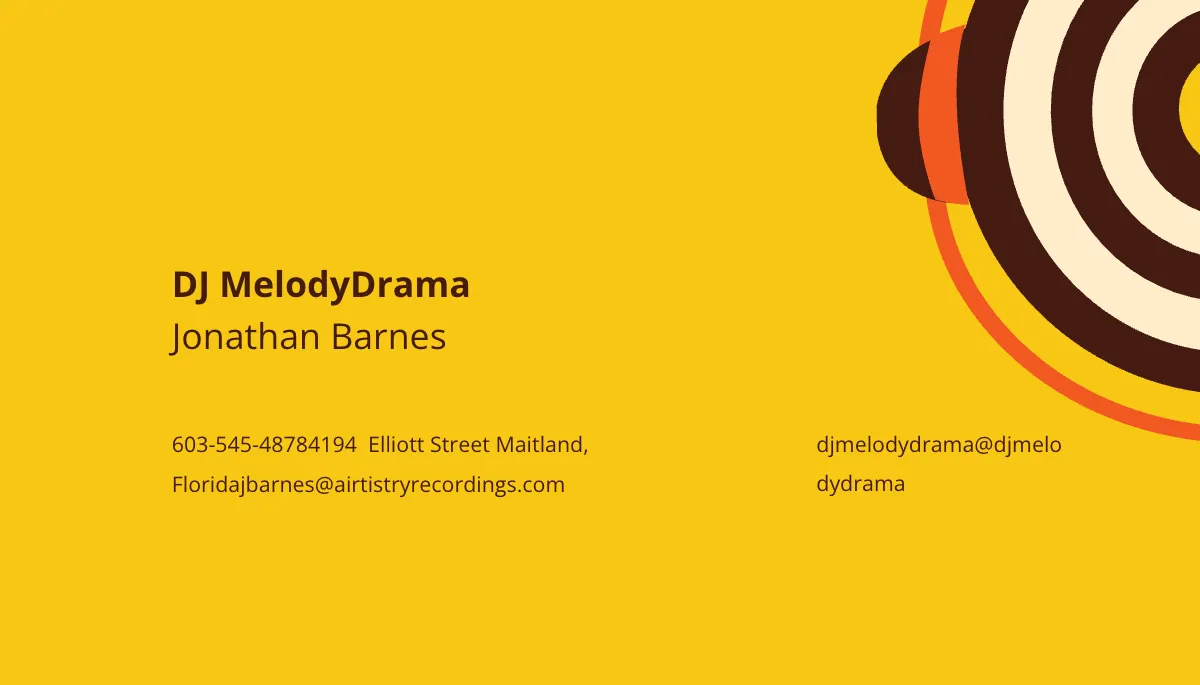 Free Simple DJ Business Card Template to Edit Online