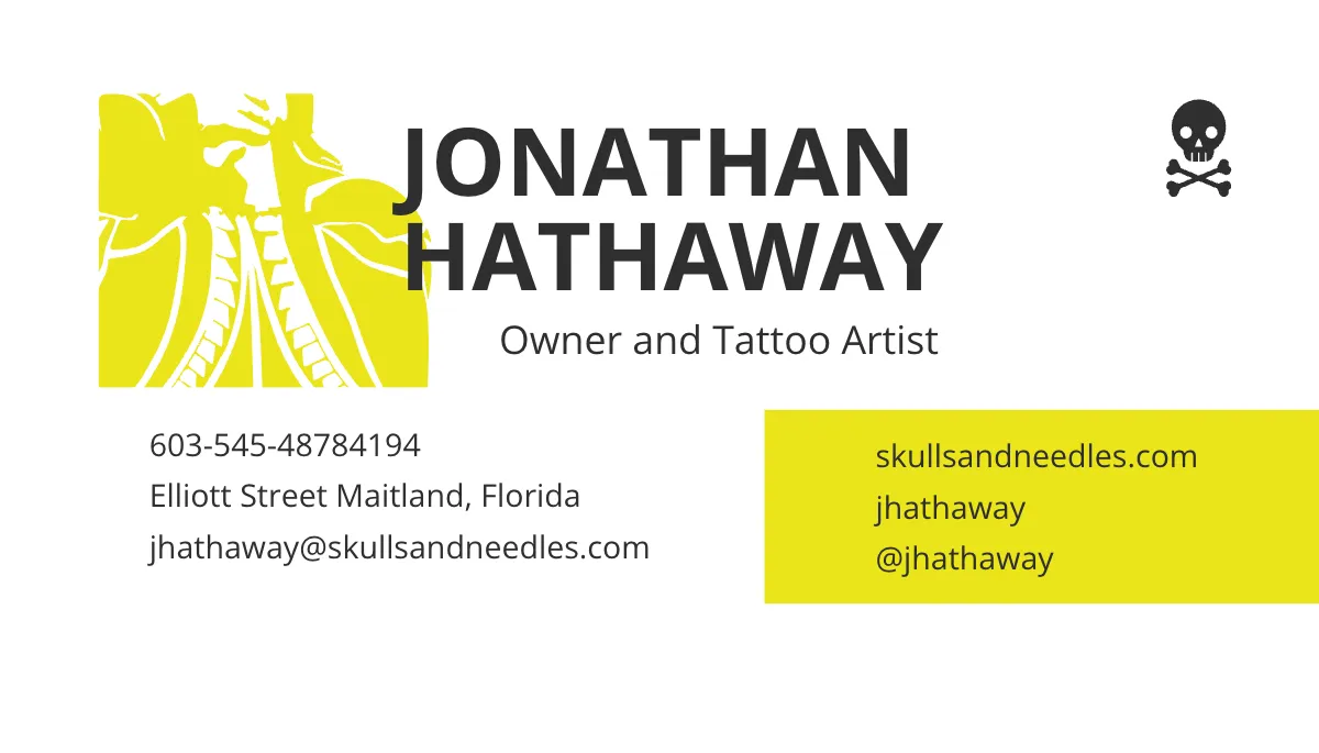 Free Minimalist Tattoo Artist Business Card Template to Edit Online