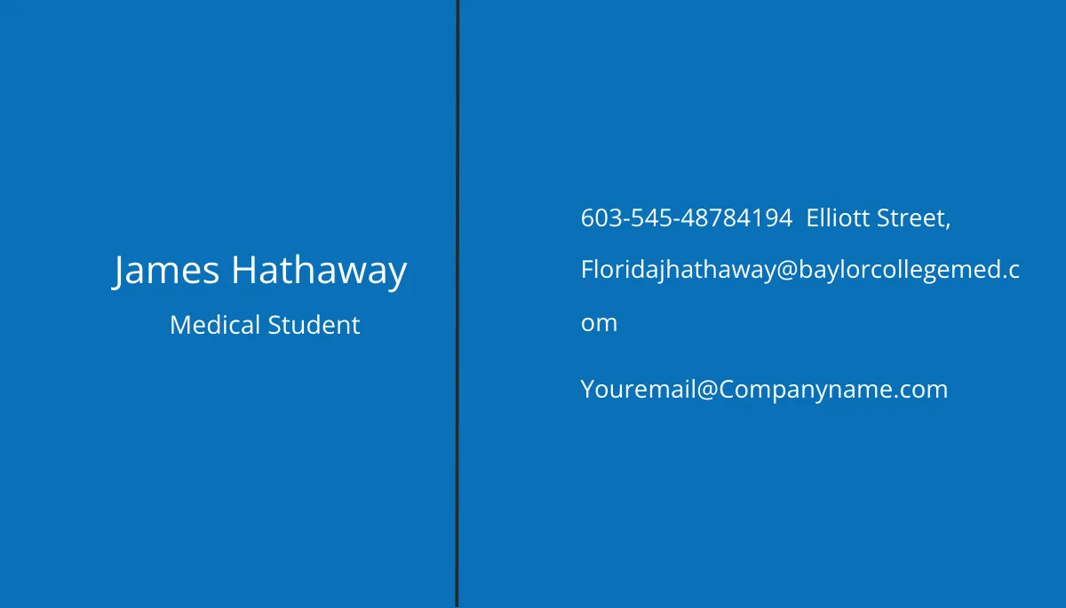 Free Modern Medical Student Business Card Template to Edit Online