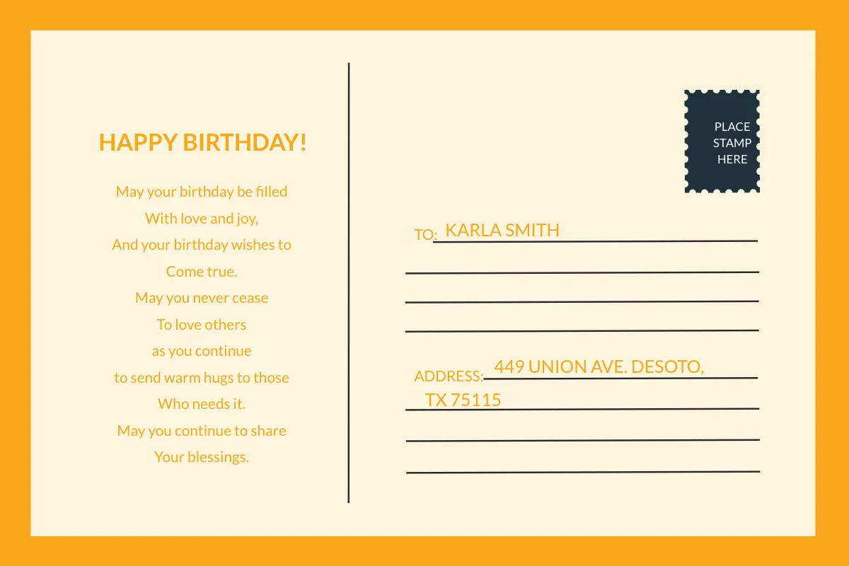 Free Birthday Postcard Template to Edit Online