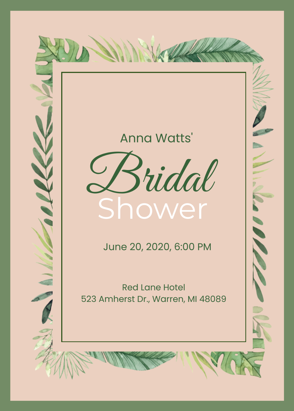 Bridal Shower invitation Postcard Template - Edit Online & Download