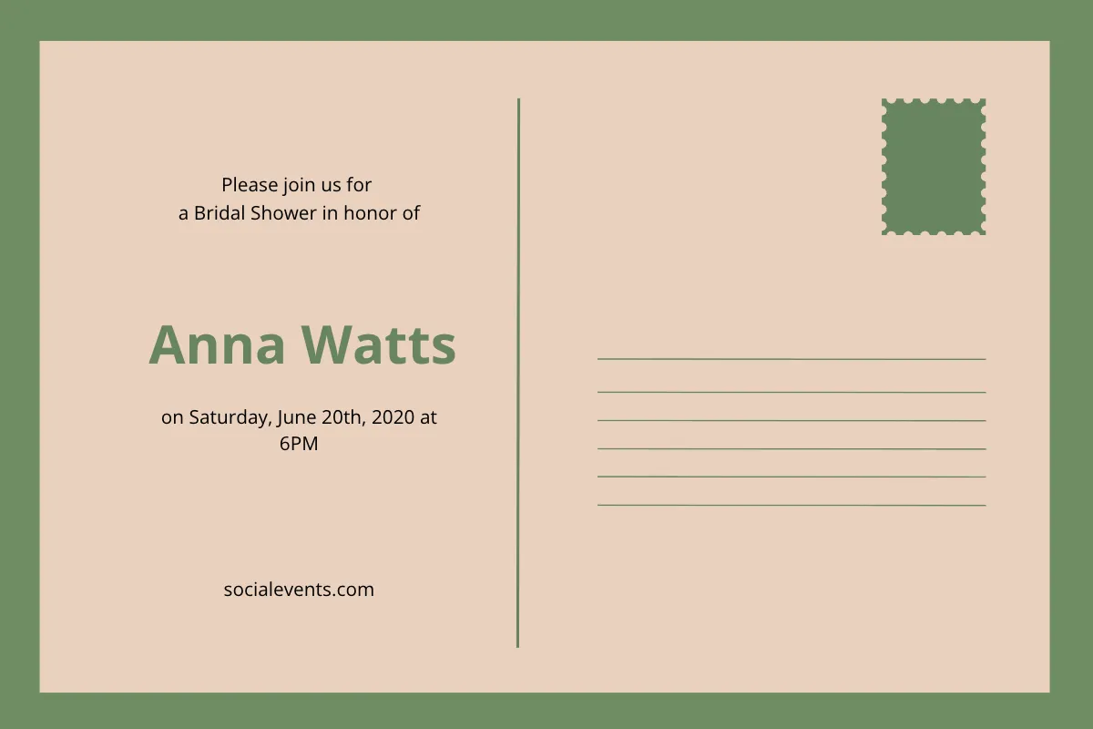 Free Bridal Shower Postcard Template to Edit Online