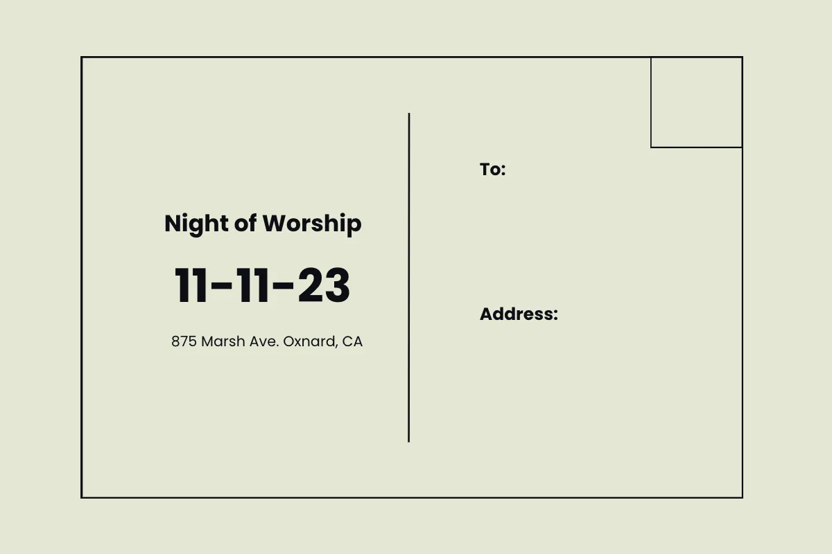 Free Church Event Postcard Template to Edit Online