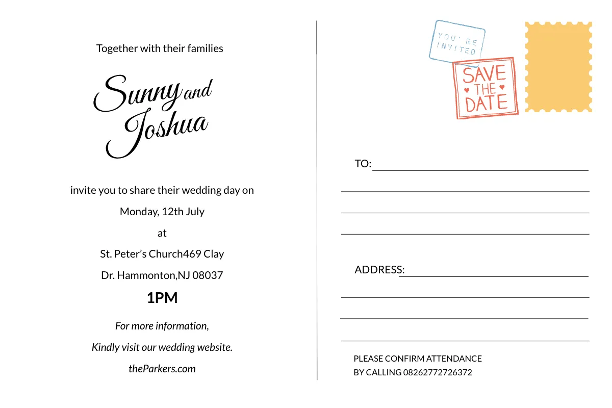 Free Wedding Photography Postcard Template to Edit Online