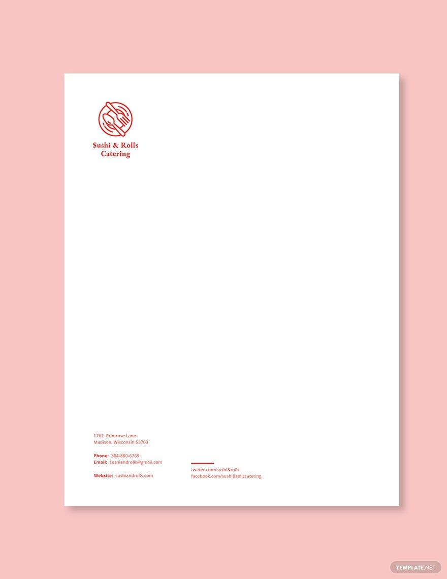 Catering Services Letterhead Template