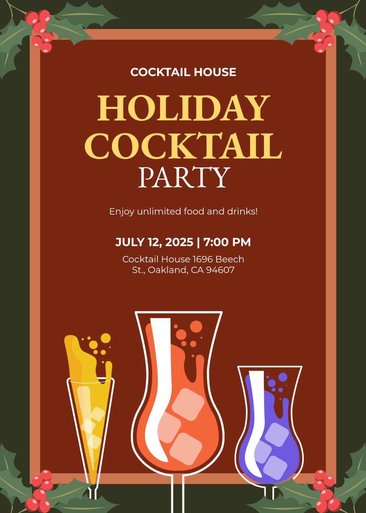 Free Holiday Cocktail Party Invitation Template