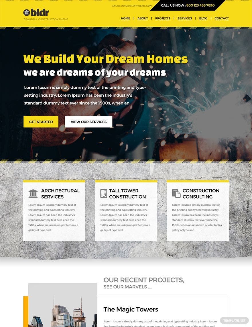 Free Construction Company PSD Website Template