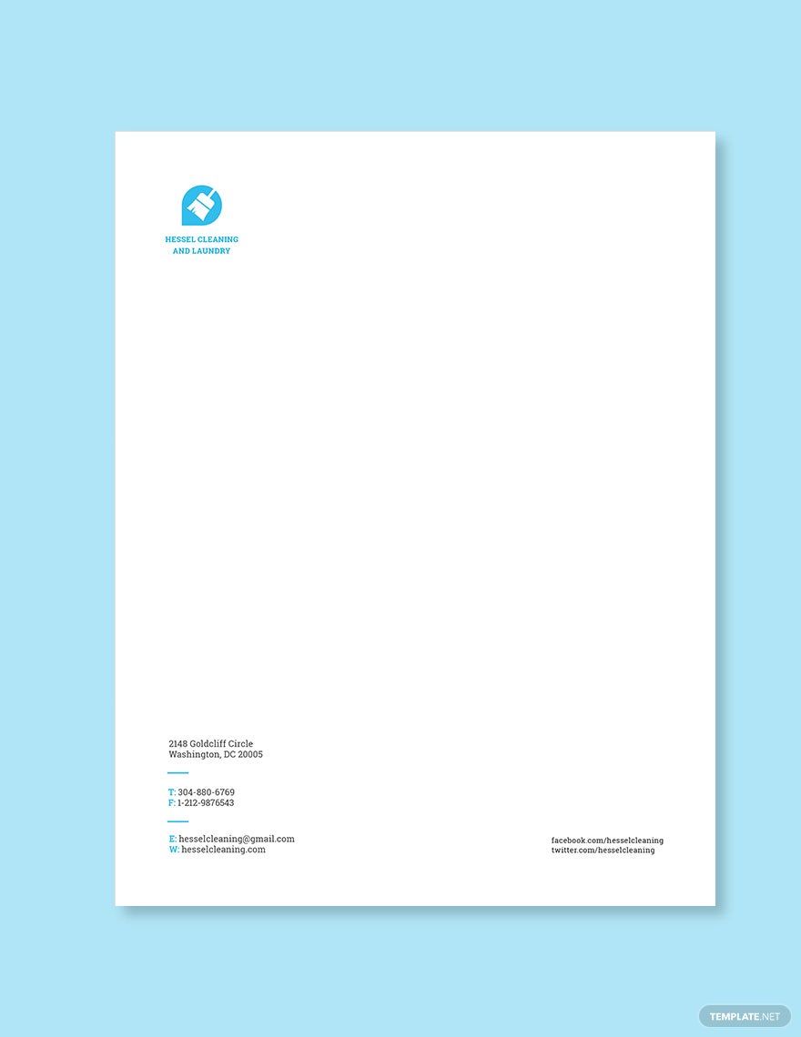 Cleaning Company Letterhead Template