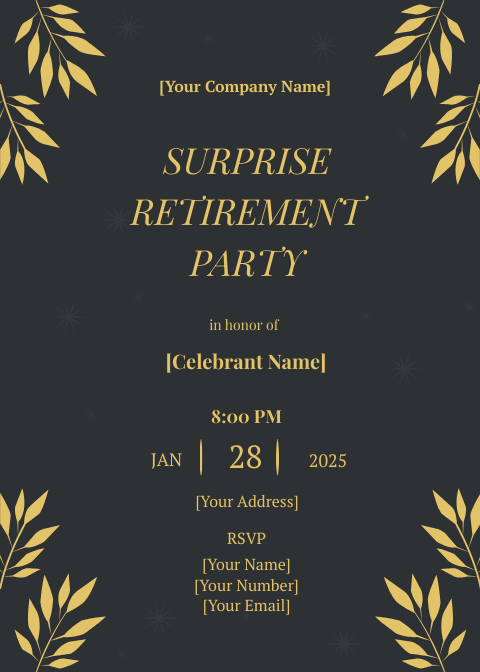 Surprise Retirement Party Invitation Templates - Edit Online & Download ...