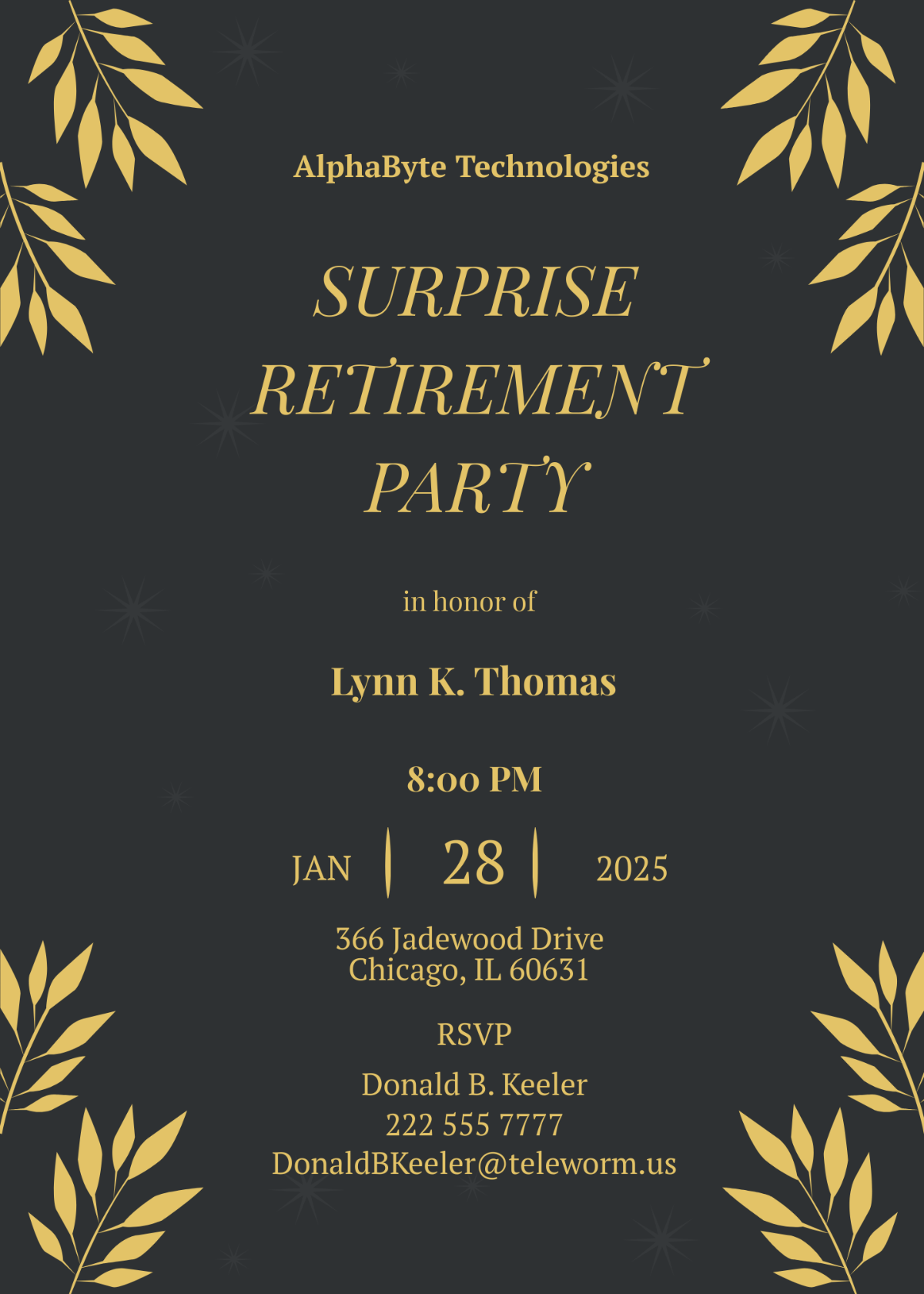 Surprise Retirement Party Invitation