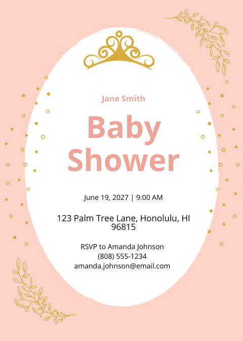 Princess Baby Shower Invitation Template - Edit Online & Download ...