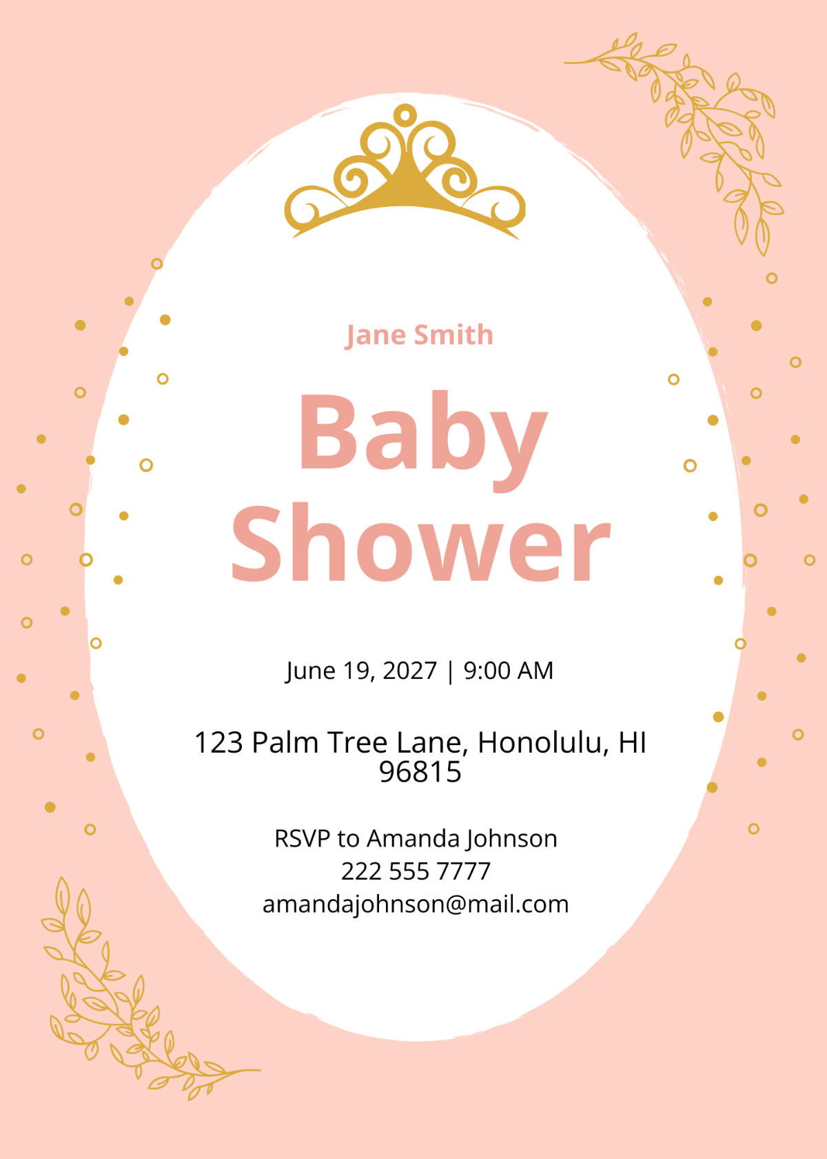 Princess Baby Shower Invitation