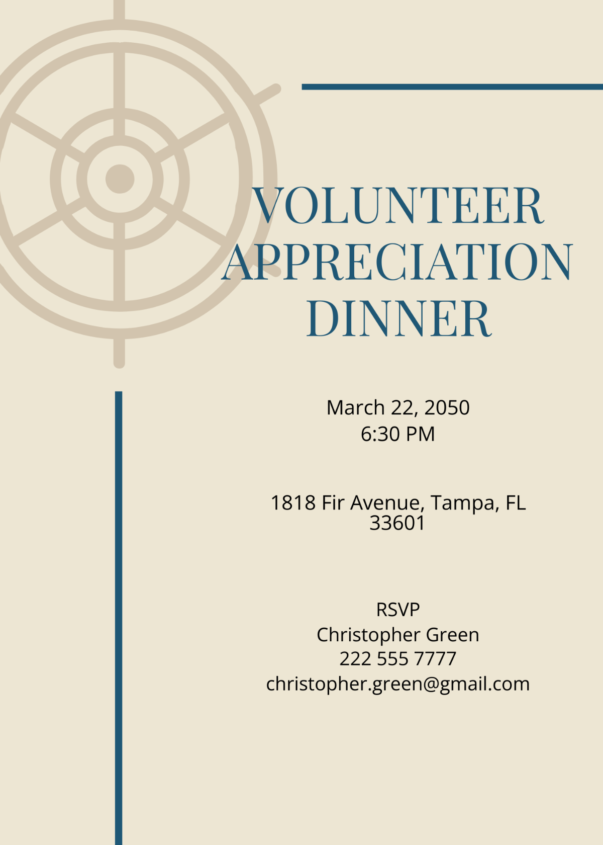 Volunteer Appreciation Dinner Invitation