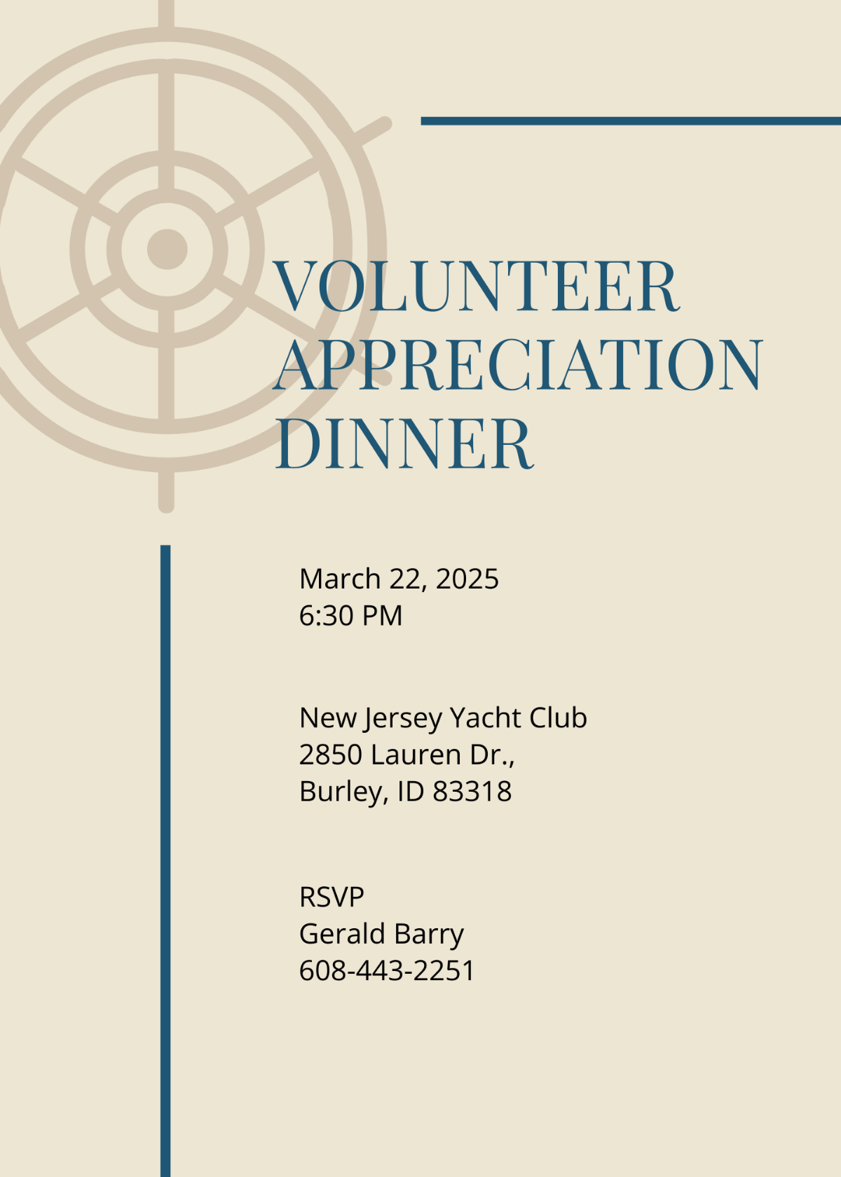 Volunteer Appreciation Dinner Invitation Template