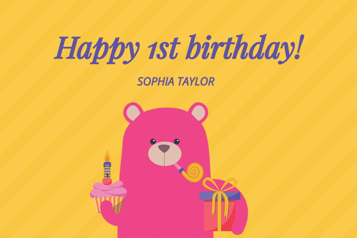 Free 1st Birthday Greeting Card Template