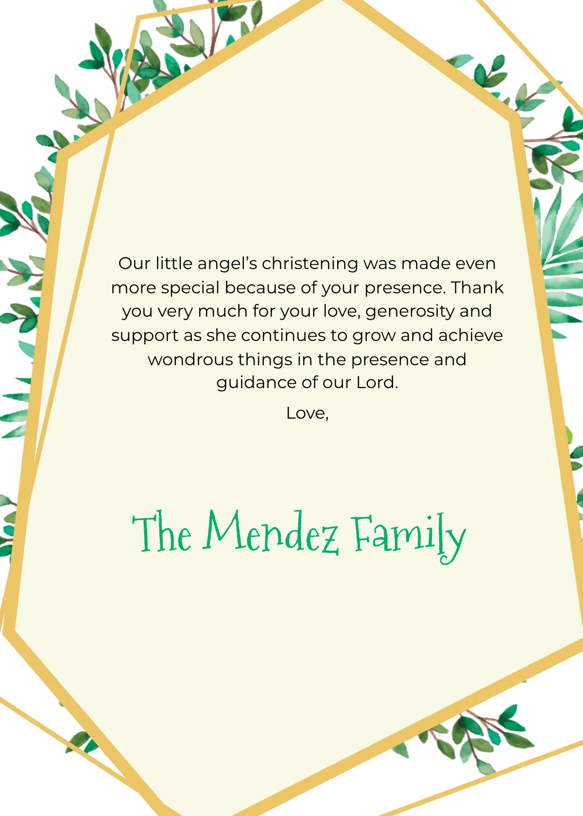 Free Christening Thank You Card Template to Edit Online