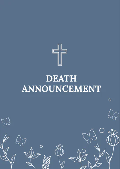 Free Death Announcement Card Template to Edit Online