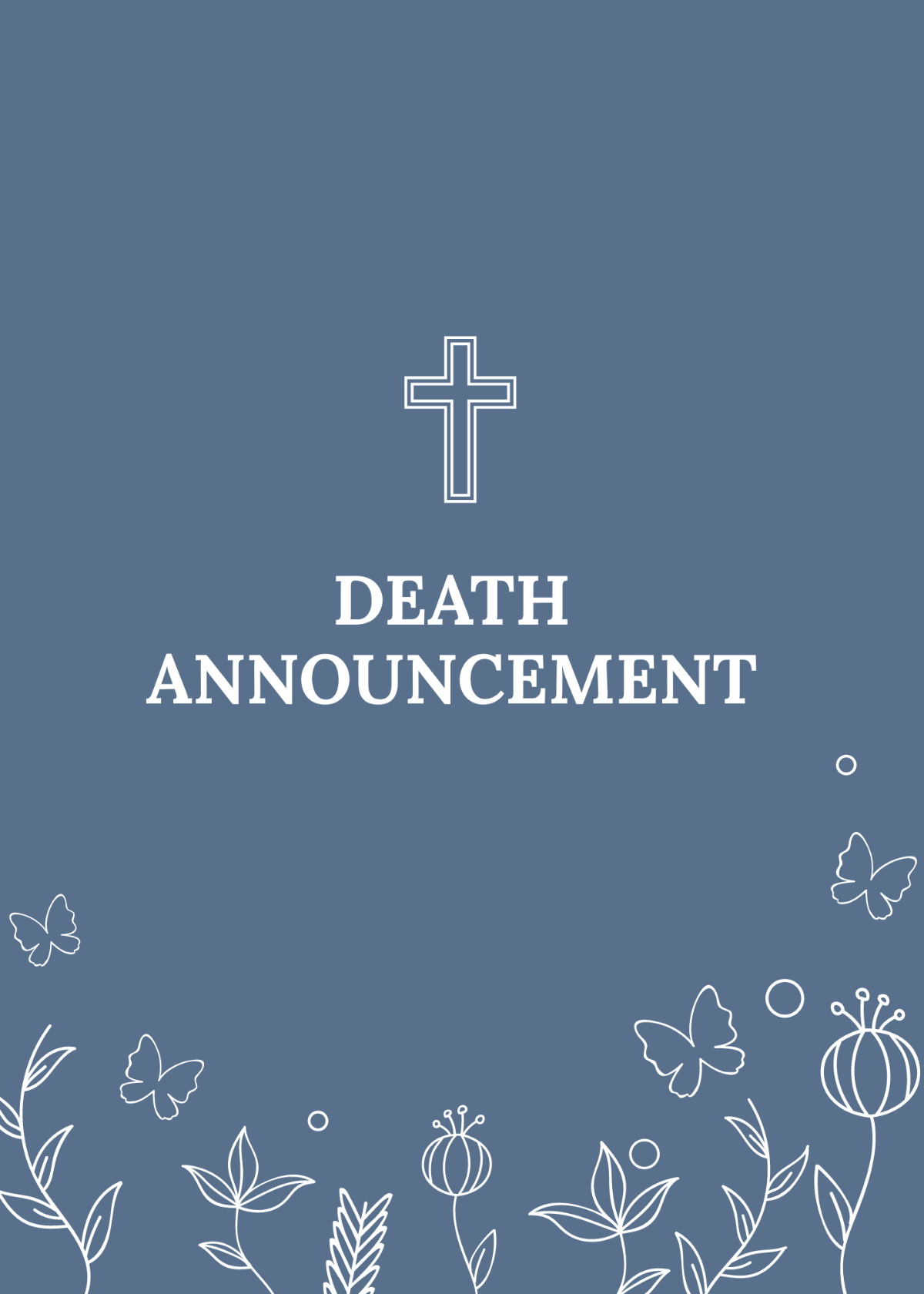 Death Announcement Card Template