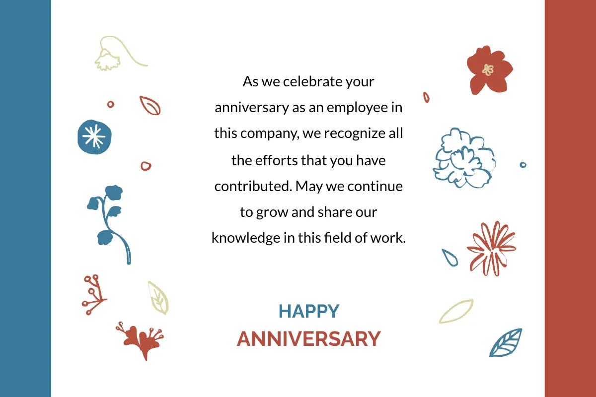 Free Employee Anniversary Card Template to Edit Online